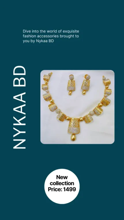 Indian Diamond Cut Gold Plated Necklace with Earrings