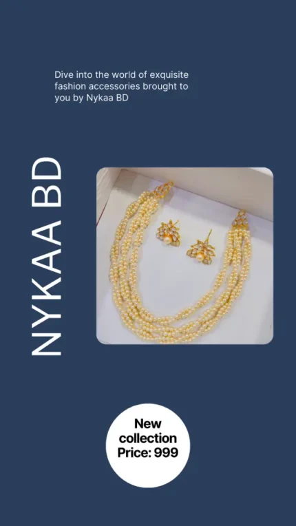 Multi-Layer Golden Pearl String with Earrings