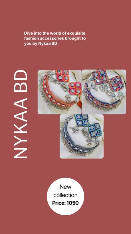 Indian Art Mirror Beads Choker Necklace Set